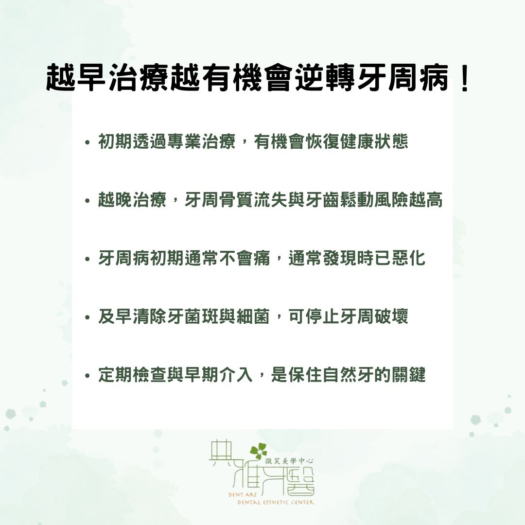越早治療越有機會逆轉牙周病！